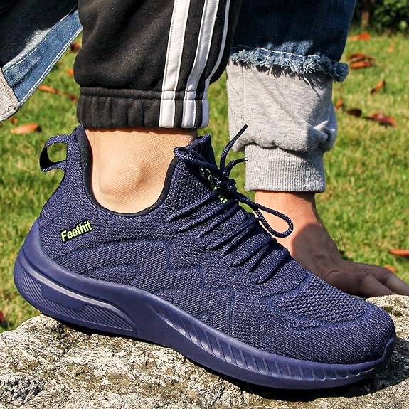 Feethit Feethit Men's Walking & Running Shoes – Lightweight Breathable Slip-On Sneakers with Non-Slip Sole for Gym, Tennis & Everyday Comfort