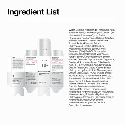 Anua Anua Niacinamide 10% + TXA 4% Serum – Korean Skincare Dark Spot Treatment with Hyaluronic Acid & Tranexamic Acid, Lightweight Hydrating Facial Serum for Bright, Even-Toned Glass Skin, 1.01 fl oz (30 mL)