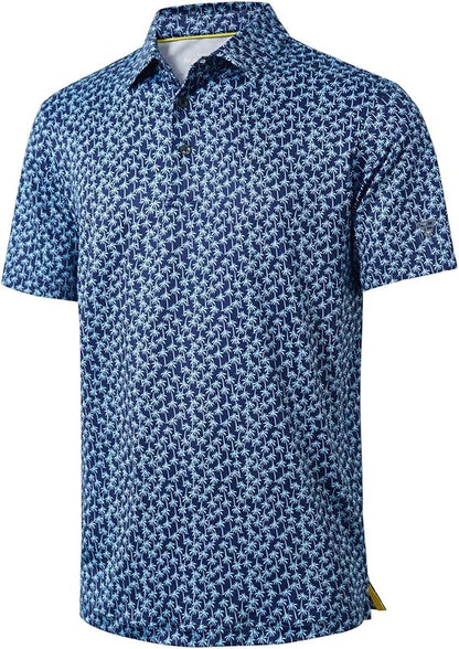 Men's Performance Golf Shirt – Breathable Dry-Fit Polo with Moisture-Wicking Fabric & Printed Design