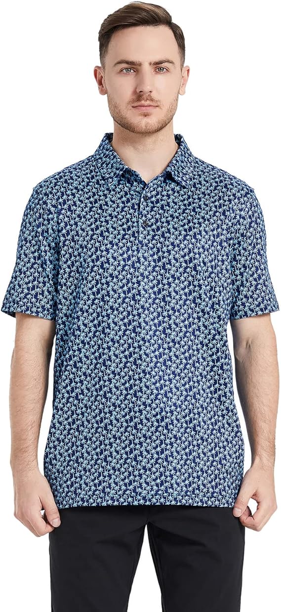 Men's Performance Golf Shirt – Breathable Dry-Fit Polo with Moisture-Wicking Fabric & Printed Design