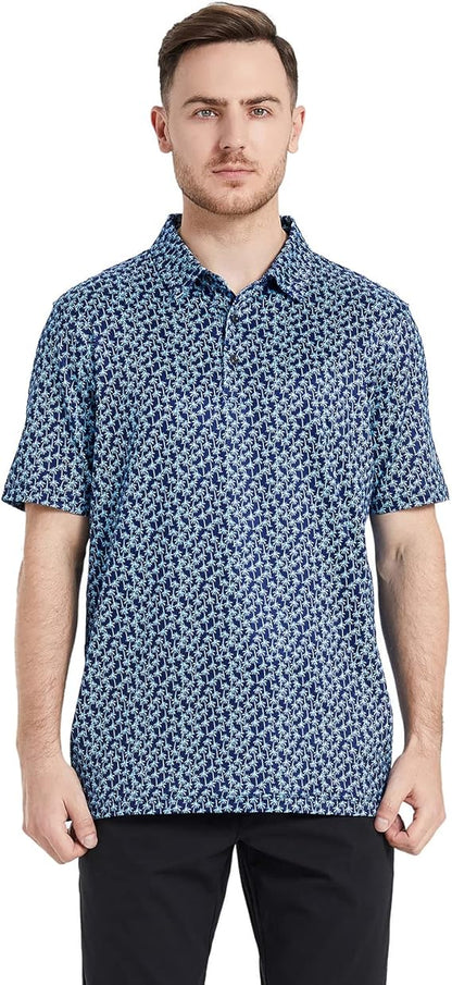 Men's Performance Golf Shirt – Breathable Dry-Fit Polo with Moisture-Wicking Fabric & Printed Design