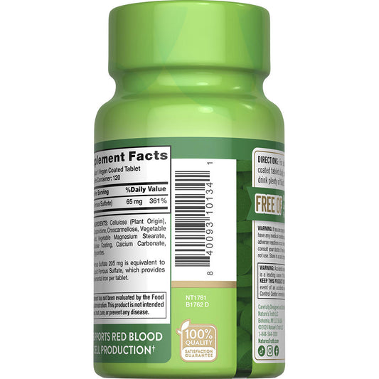 Nature’s Truth® Iron 65 mg Tablets — 120 Count, Daily Iron Supplement for Energy Support