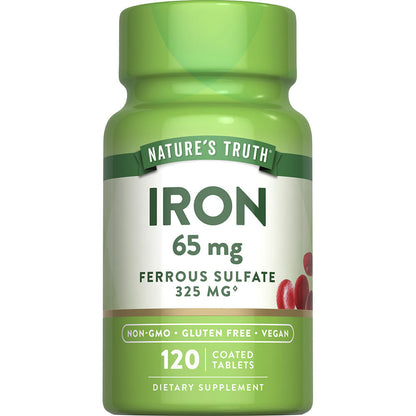 Nature’s Truth® Iron 65 mg Tablets — 120 Count, Daily Iron Supplement for Energy Support