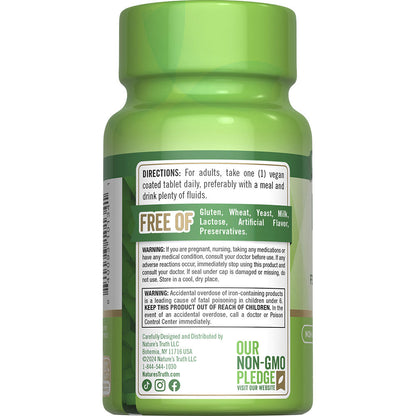 Nature’s Truth® Iron 65 mg Tablets — 120 Count, Daily Iron Supplement for Energy Support