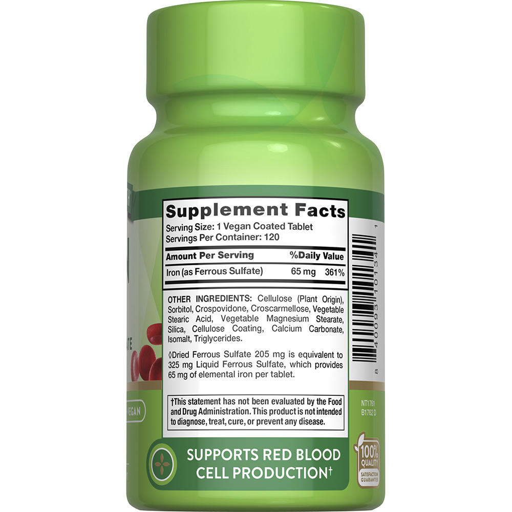 Nature’s Truth® Iron 65 mg Tablets — 120 Count, Daily Iron Supplement for Energy Support