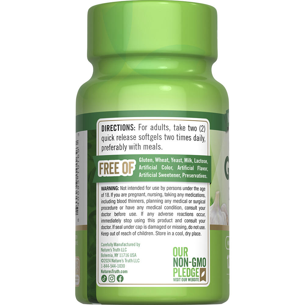 Nature’s Truth® Odorless Garlic 2400mg Softgels — 120 Count, Daily Heart & Wellness Support