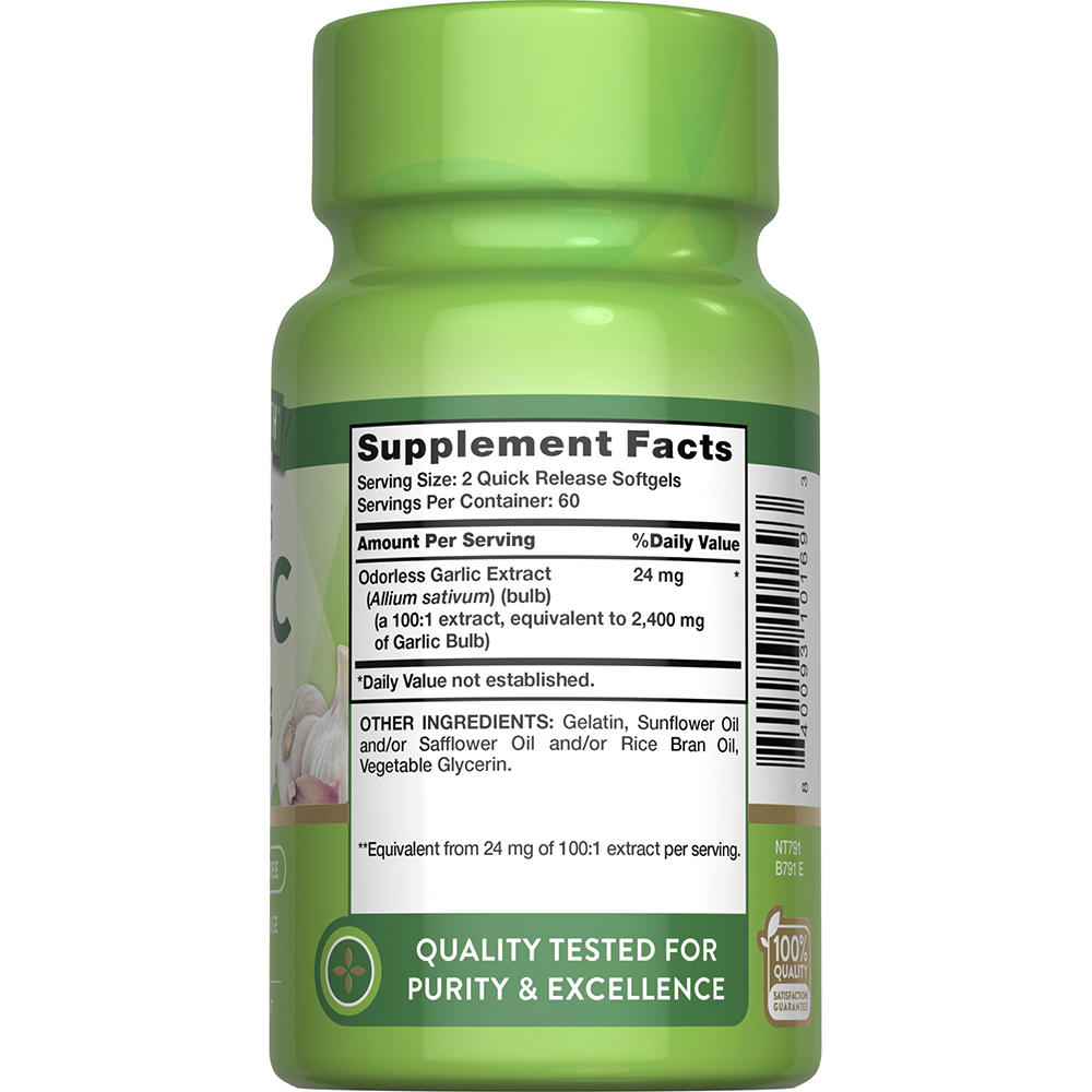 Nature’s Truth® Odorless Garlic 2400mg Softgels — 120 Count, Daily Heart & Wellness Support