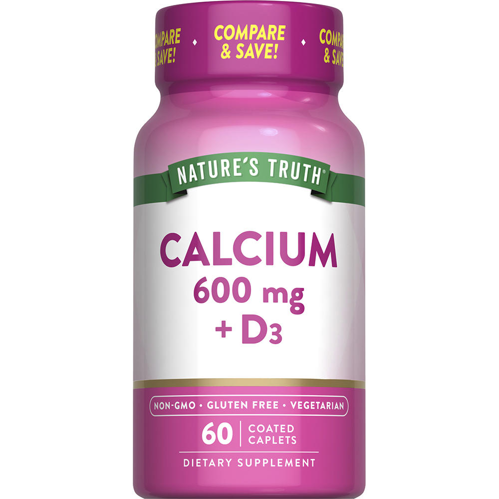 Nature’s Truth® Calcium 600 mg with Vitamin D3 Caplets — 60 Count, Daily Bone Health Support