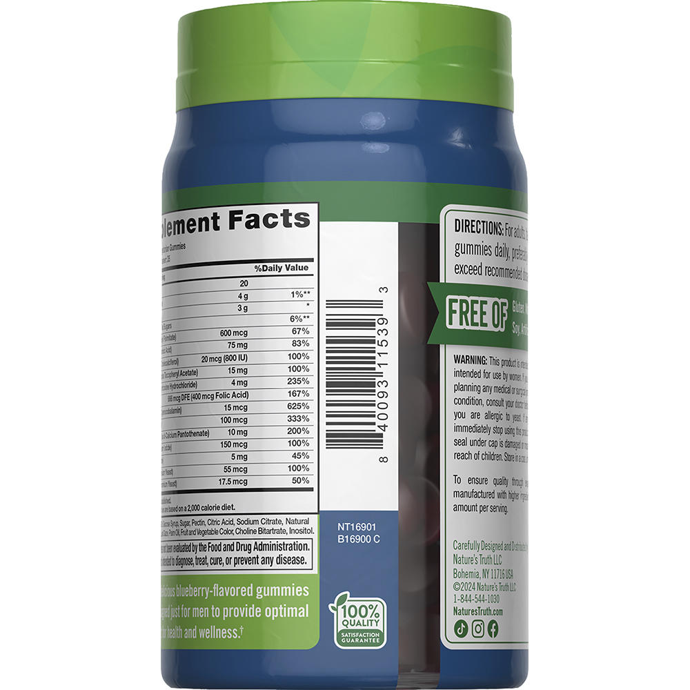 Nature's Truth® Men's Multivitamin Gummies — 70 Count, Daily Energy, Immune & Health Support