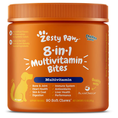 Zesty Paws® 8-in-1 Chicken Multivitamin Bites for Dogs — 90 Count, Immune, Joint & Skin Support