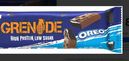 Grenade® Oreo High Protein Bar — 2.2 oz, Low Sugar, Delicious Chocolate & Cream Flavor
