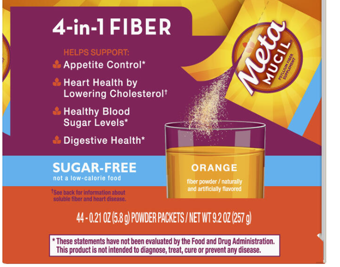 Metamucil® 4-in-1 Sugar-Free Fiber Supplement — 44 Count, Daily Digestive & Gut Health Support