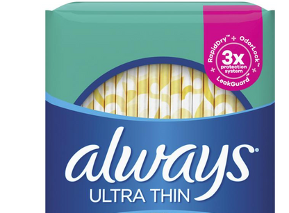 Always Ultra Thin Unscented Pads with Flexi-Wings — All-Day Comfort & Protection (46 Count)