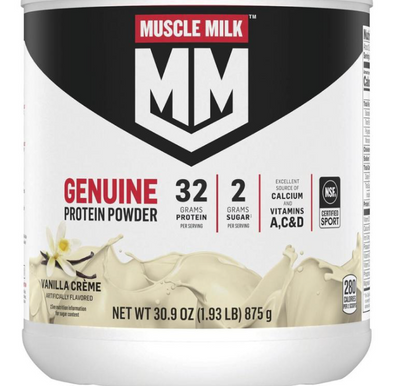 Muscle Milk® Vanilla Crème Protein Powder — 1.93 lb, High Protein for Muscle Recovery & Strength