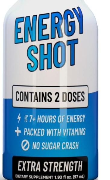 Vitamin Energy Blue Raspberry Shot — 1.93 oz, Extra Strength Energy, Focus & Performance Boost