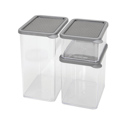 "Casanero 3-Pack Stackable Food Storage Containers – Charcoal, Space-Saving Design"