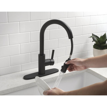 Tuscany® Taymor Matte Black Pull-Down Kitchen Faucet — High Arc, Single Handle, Modern Design