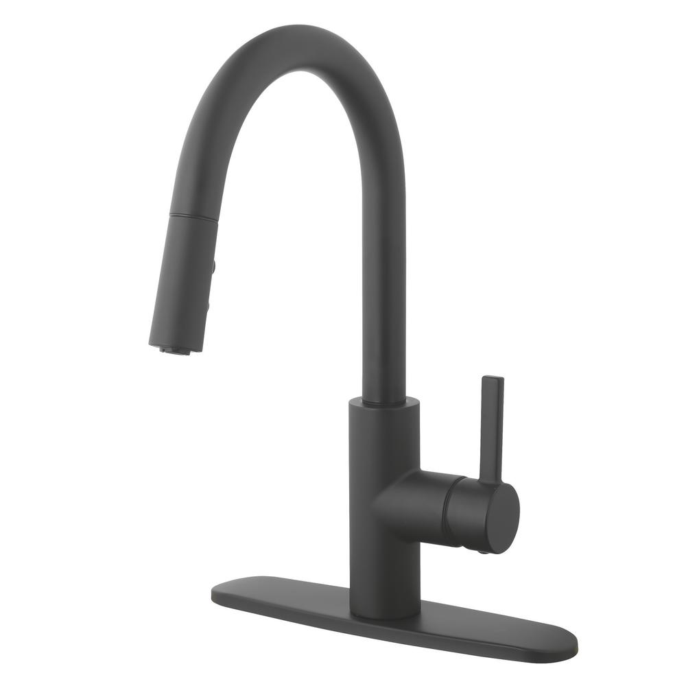 Tuscany® Taymor Matte Black Pull-Down Kitchen Faucet — High Arc, Single Handle, Modern Design