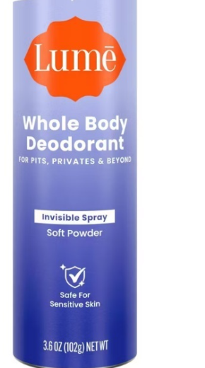 Lume® Soft Powder Invisible Spray Whole Body Deodorant — 3.6 oz, Invisible 72-Hour Odor Protection