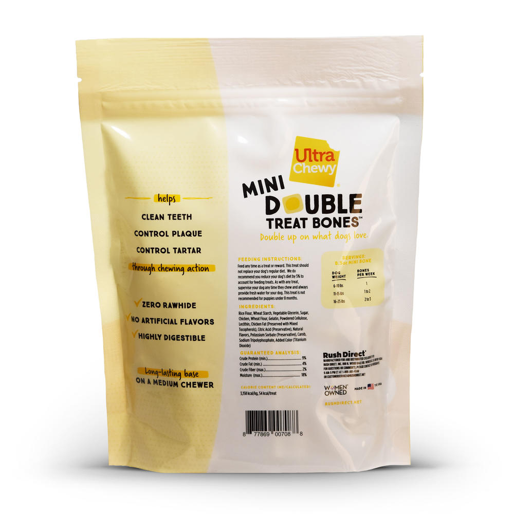 Ultra Chewy Chicken Mini Double Treat Bones™ Dental Dog Treats - 9 oz.