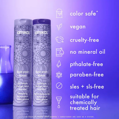 amika  Bust Your Brass Cool Blonde Strength Repair Shampoo