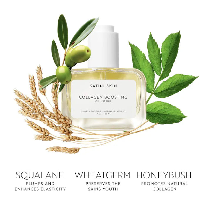 atini Skin  Collagen Boosting Oil Serum for Restoring Elasticity and Plumping Skin + Squalane