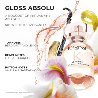 Kérastase Gloss Absolu Hair Perfume — Luxurious Citrus, Rose & Vanilla Scented Hair Mist