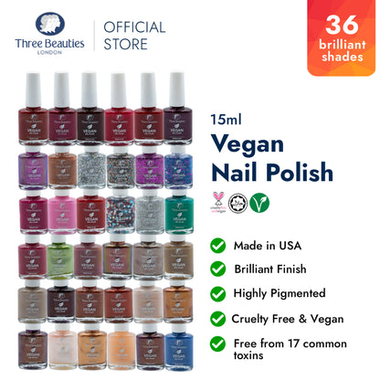 Vegan Nail Polish – Vegan & Cruelty Free PETA Certified | 15ml | 36 SHADES